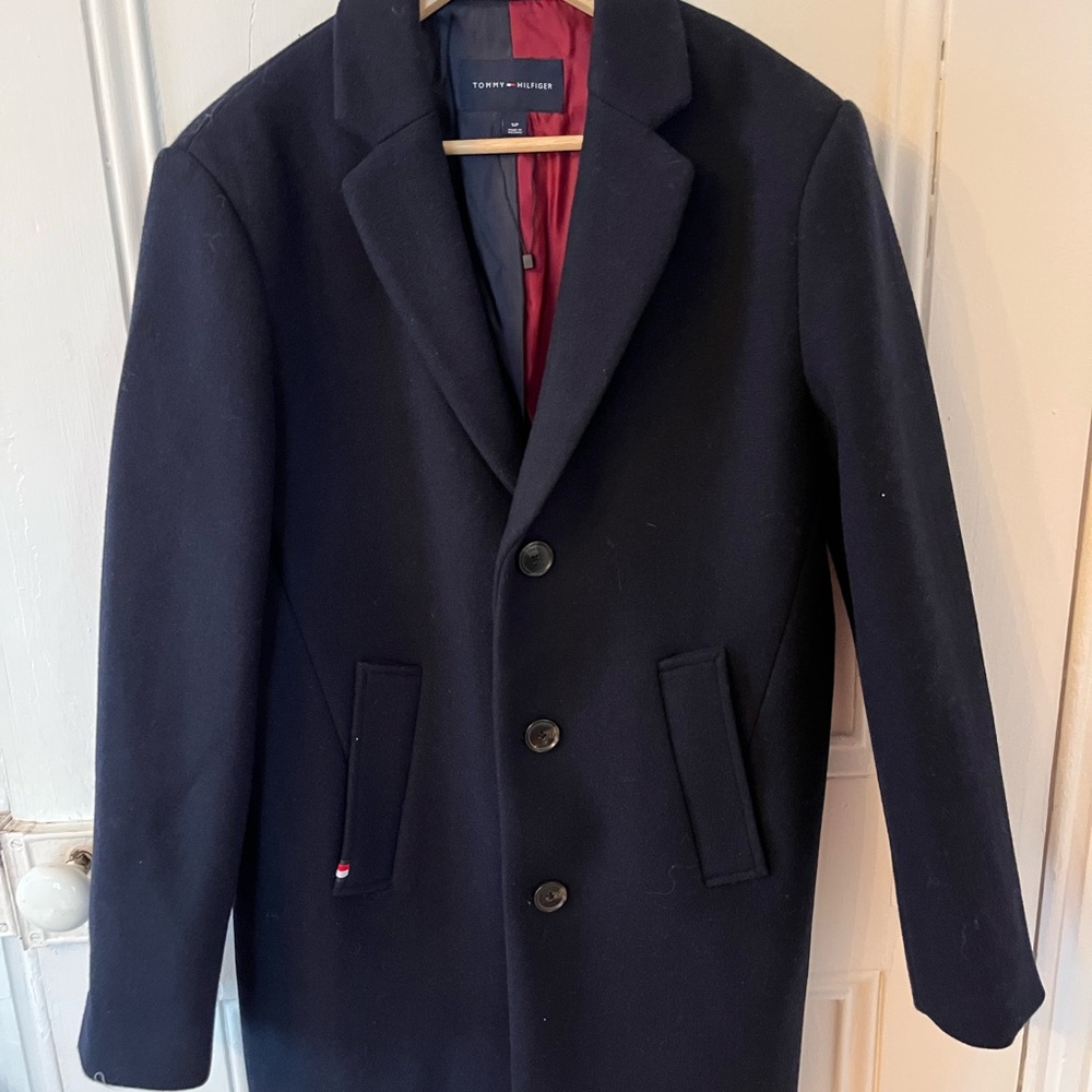 Tommy Hilfiger Men's Dark Blue Pea Coat